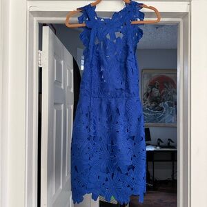 SAYLOR Royal Blue Floral Lace Mini Dress